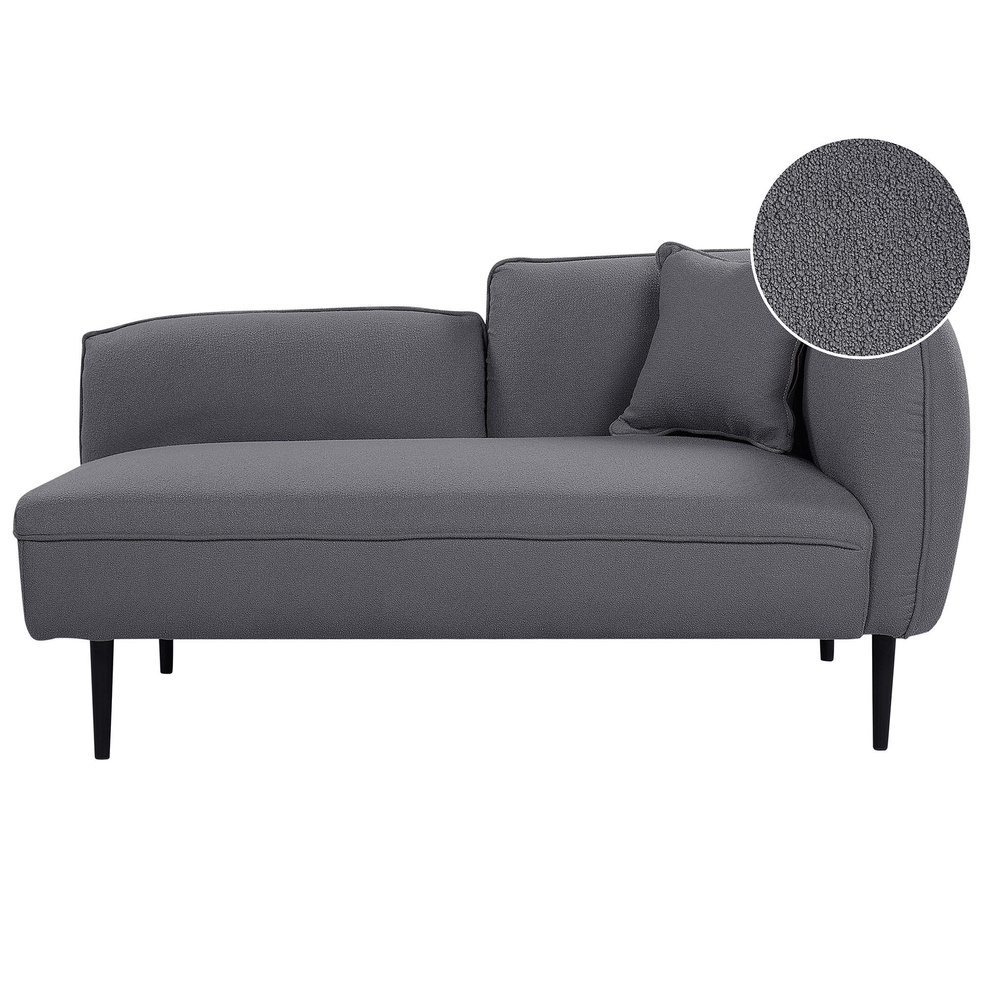 CHAISELONGUE Bouclé dunkelgrau rechtsseitig Chevannes - Schwarz/Grau, Textil (138/74/77cm) - Beliani