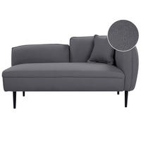 CHAISELONGUE Bouclé dunkelgrau rechtsseitig Chevannes - Schwarz/Grau, Textil (138/74/77cm) - Beliani