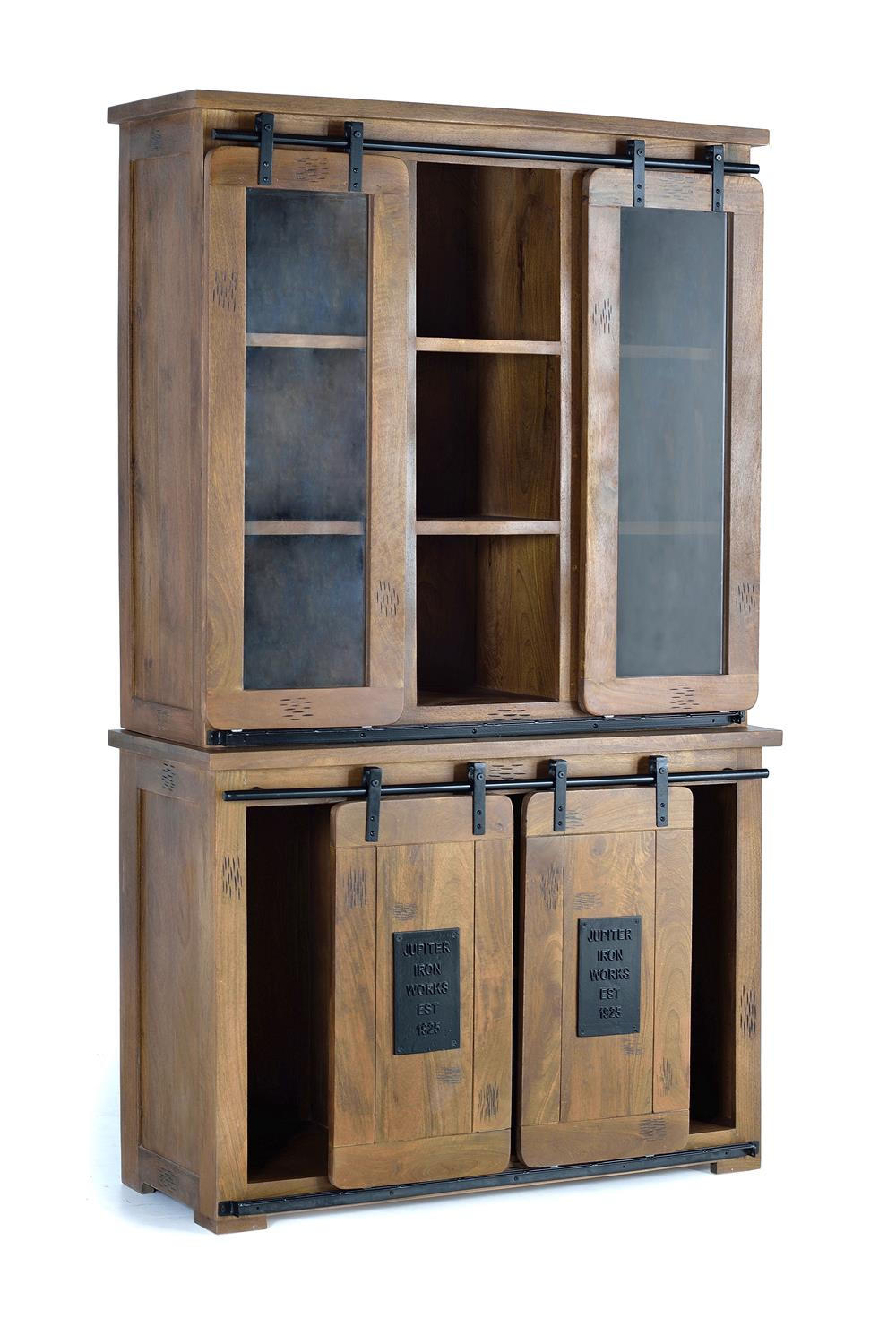 VITRINE mit Glastüren und Schubladen - Braun, Holz (47/200/120cm) - Giner y Colomer