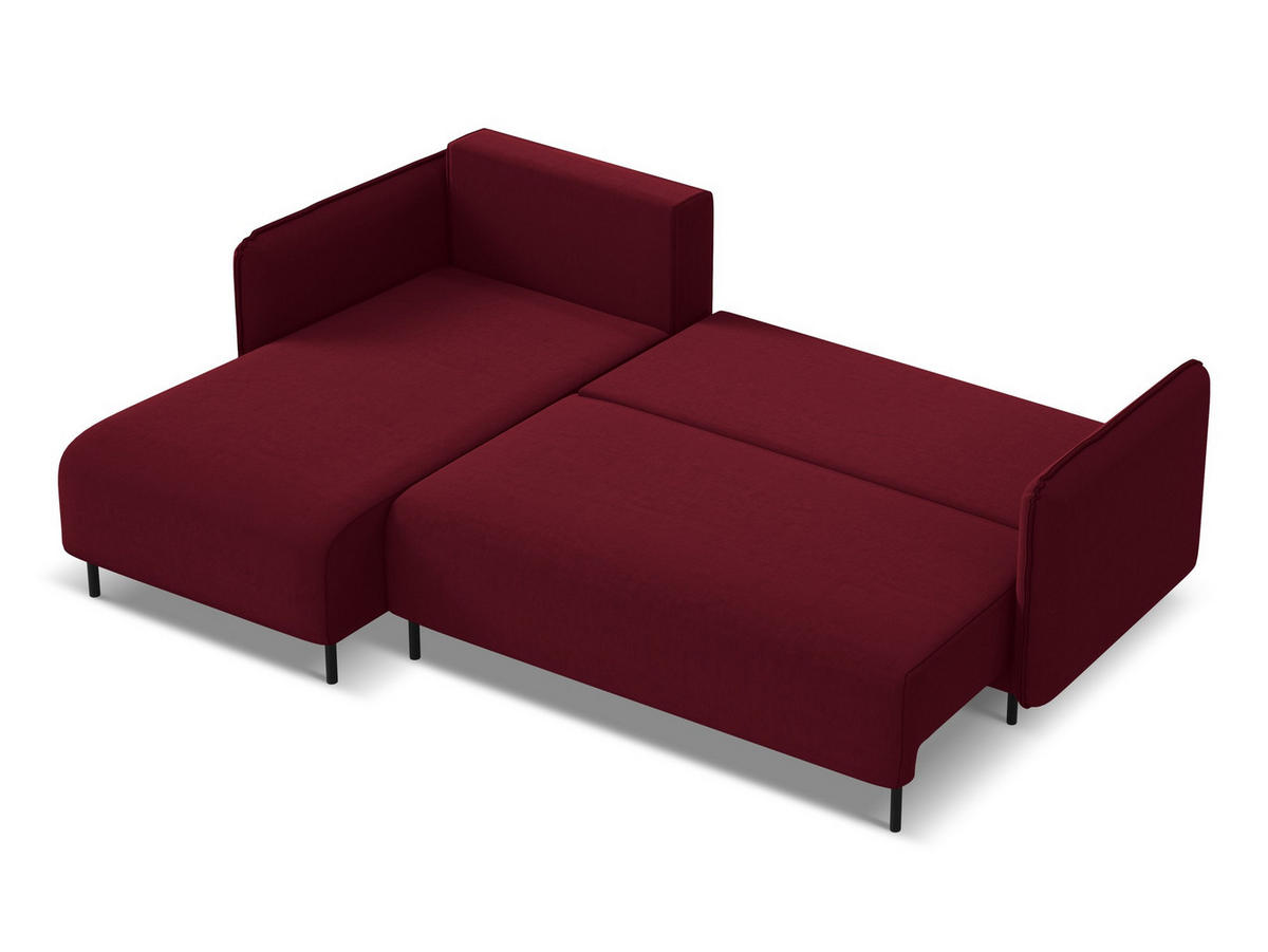 ECKSOFA mit Schlaffunktion Samt Stoff Rot - Bordeaux/Rot, Holz/Textil (162/236cm) - Makamii