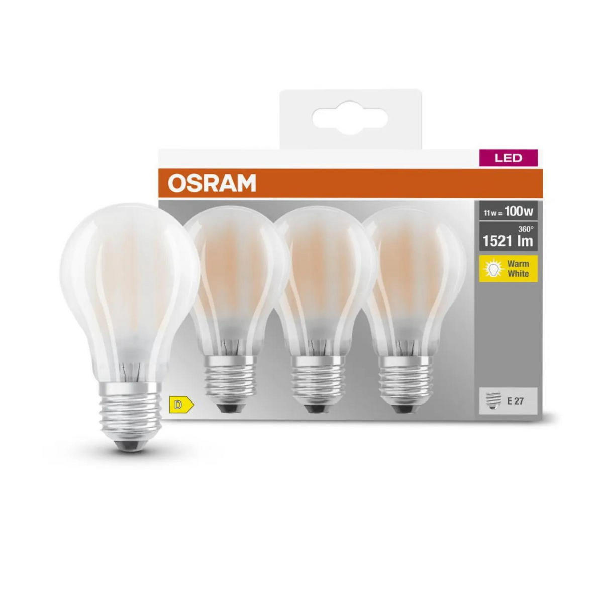 LEUCHTMITTEL E27 Birne - A60 Set Weiß - Weiß, Glas (6/10.5cm) - Osram