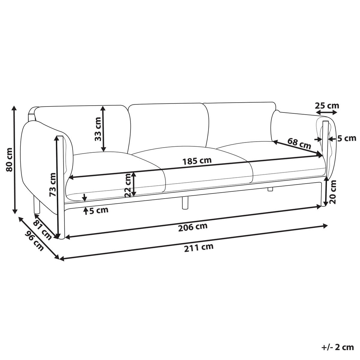 GARTENSOFA 3-Sitzer Aluminium hellgrau/schwarz Esperia - Schwarz/Grau, Metall (211/80/96cm) - Beliani