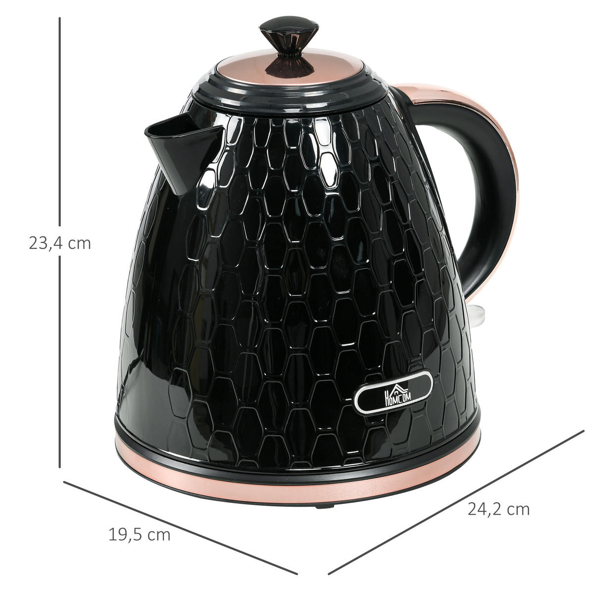 WASSERKOCHER,IN Schwarz,19.5/24.2/23.4 cm - Schwarz, Kunststoff (19.5/23.4/24.2cm)