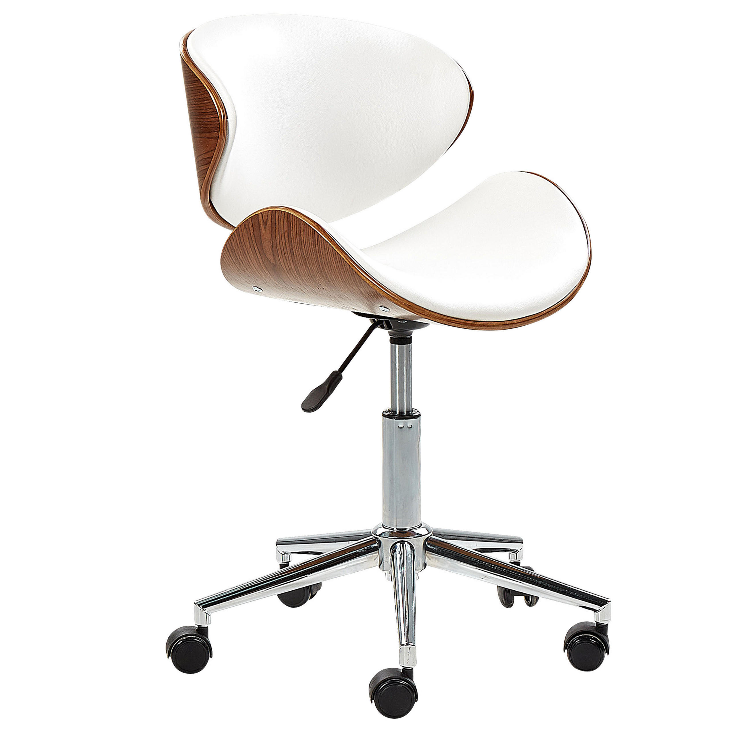 BÜRODREHSTUHL Kunstleder Weiß Rotterdam - Weiß, Textil/Metall (53/83/40cm) - Beliani