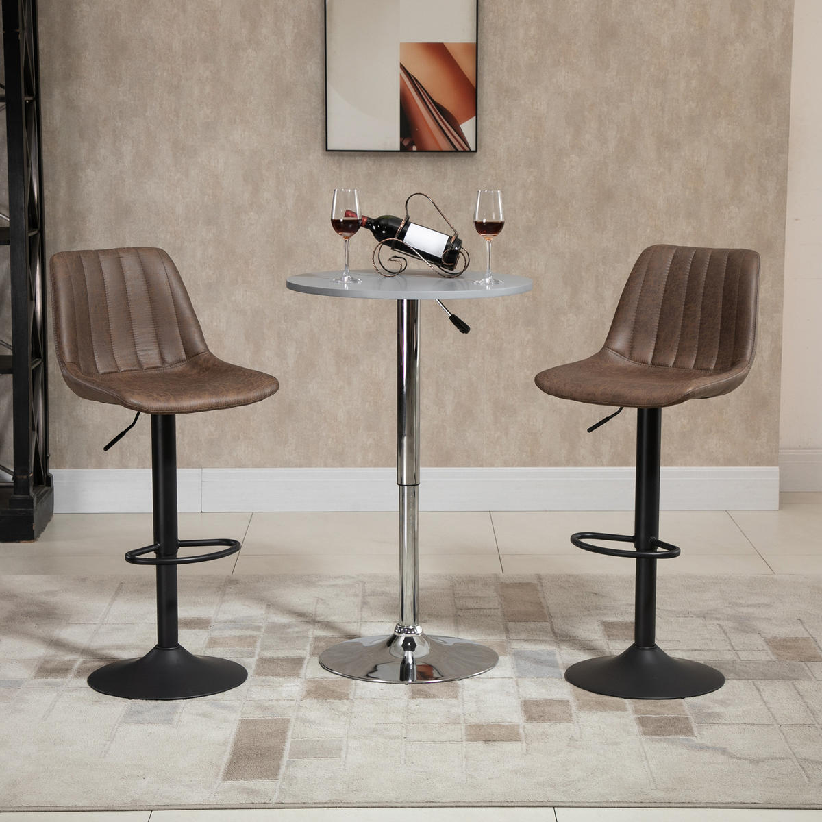BARHOCKER 2er-Set Braun 43.0/46.5/110.0 cm - Braun, Textil (46.5/110/43cm)