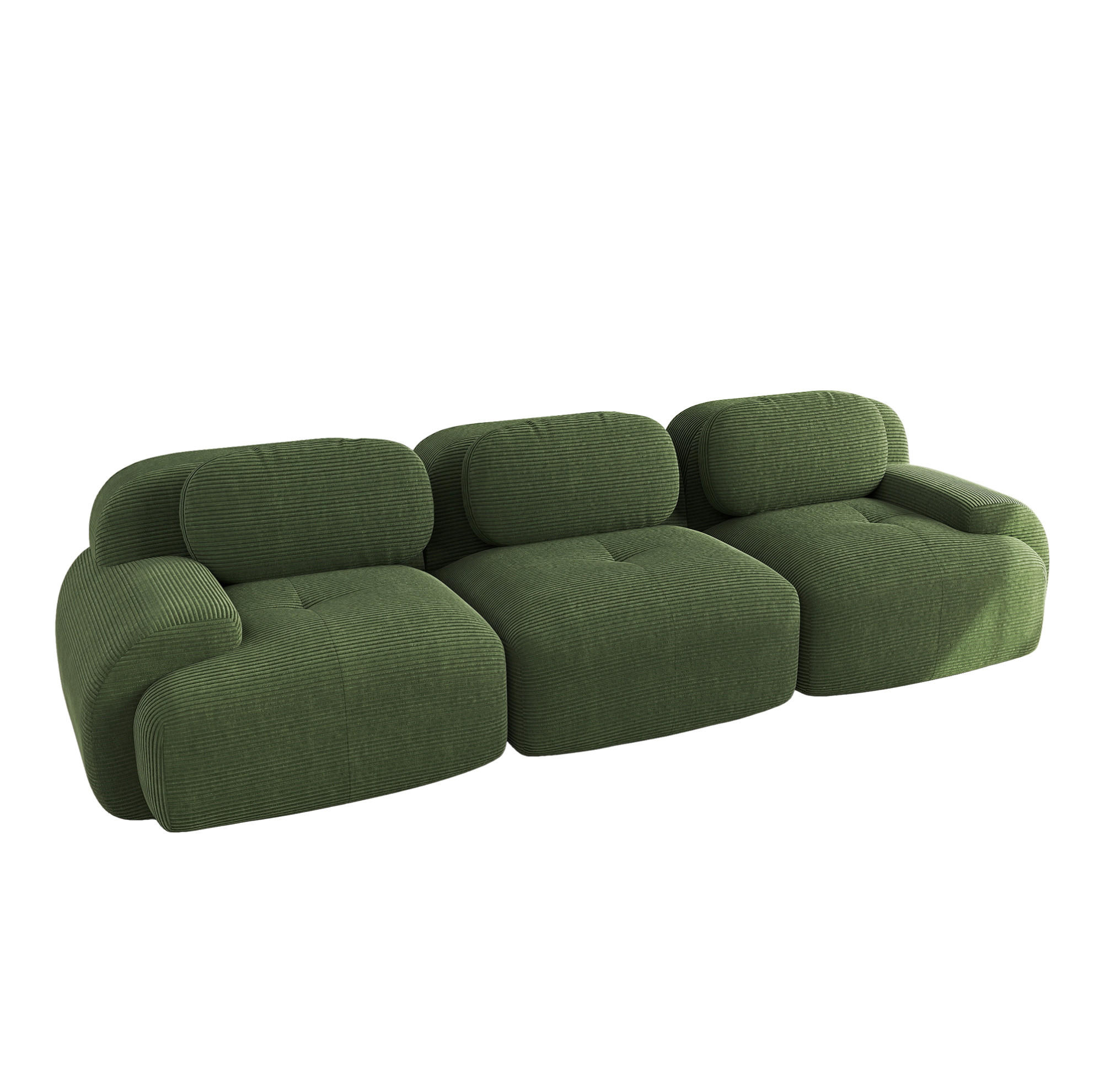 ECKSOFA modular rahmenlos Cordstoff Green 3-tlg. - Grün, Kunststoff (103/75/298cm) - Meubliv