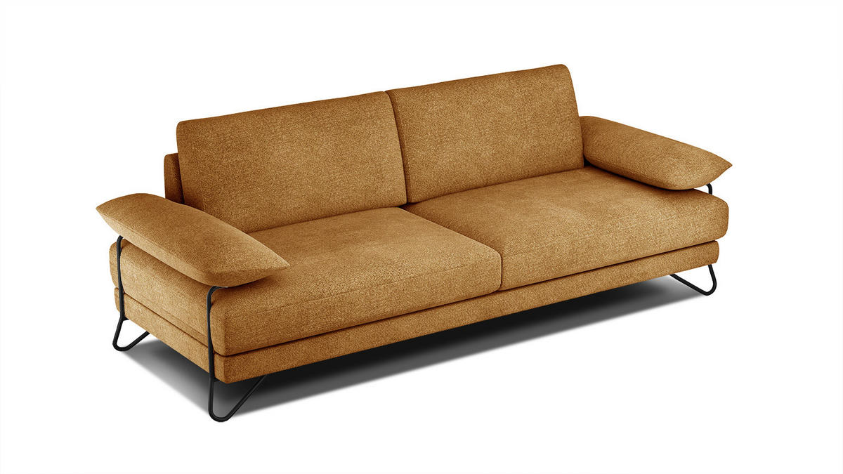 SOFA LORI 3-Sitzer, orange - Schwarz/Orange, Holzwerkstoff/Textil (245/87/96cm) - Courtois Laville