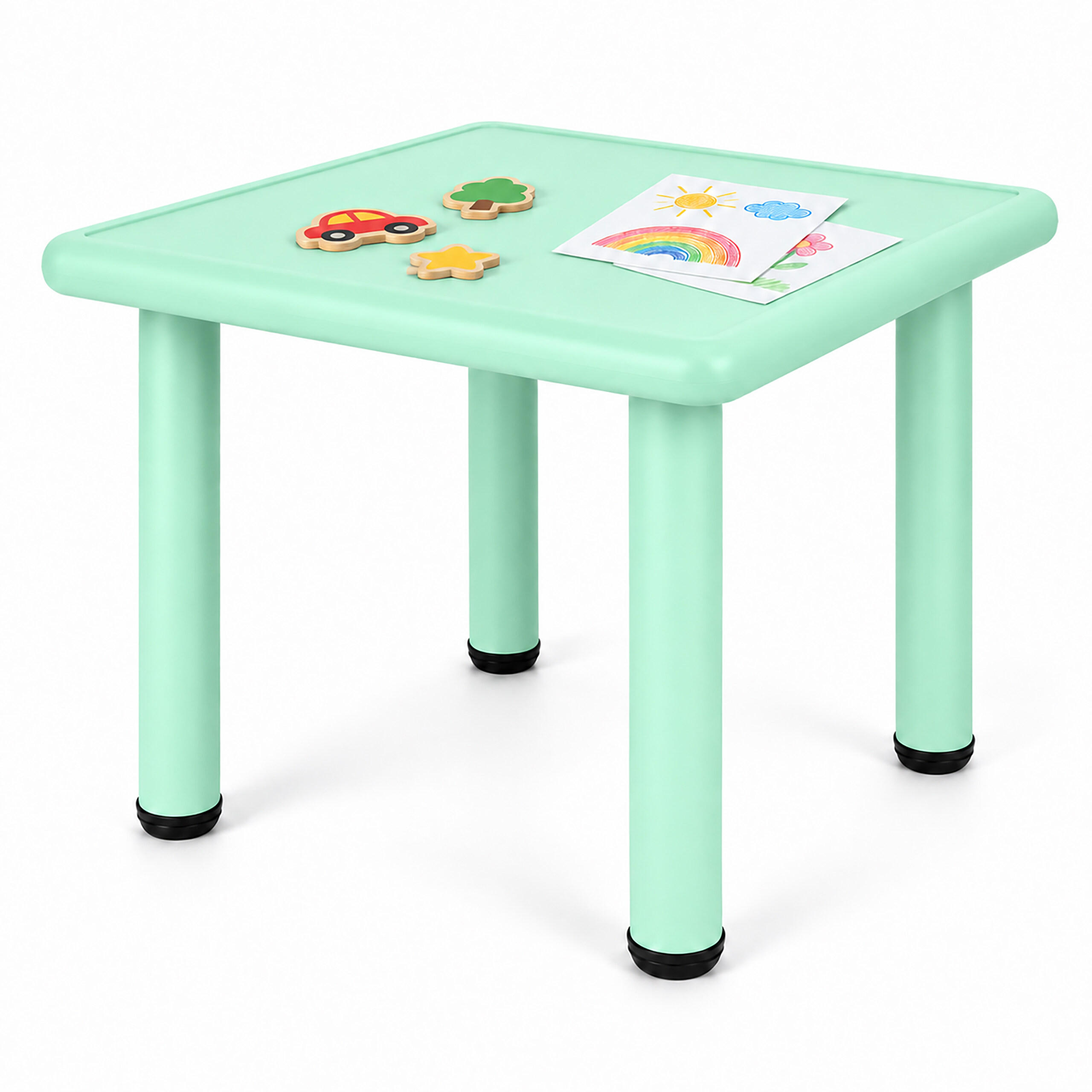 STÔL Šalviovo zelený detský do interiéru aj exteriéru plast 52x62 cm - zelená, kov/plast (62/52/62cm) - Relaxdays