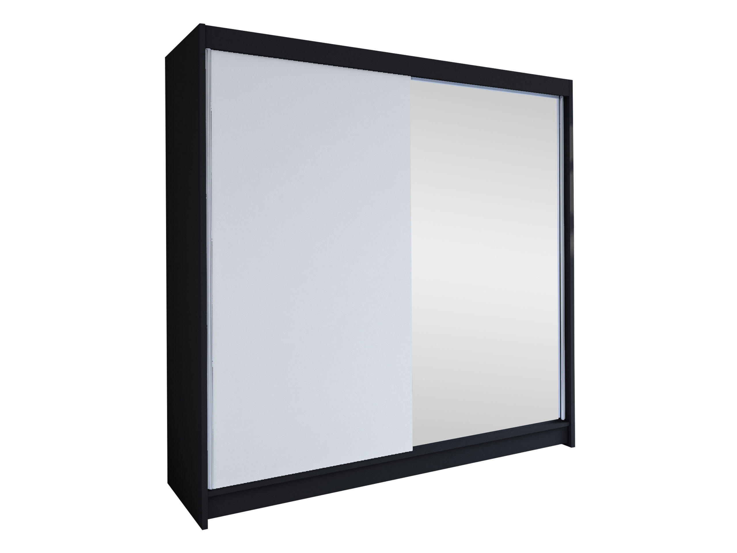 SCHWEBETÜRENSCHRANK Talin I - Silberfarben/Weiß, Holzwerkstoff/Metall (180/215/58cm) - MIRJAN24