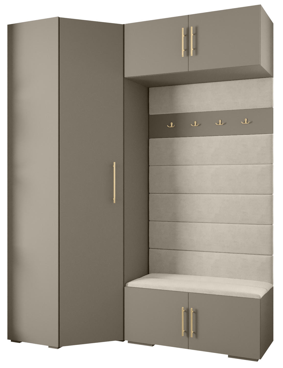 Abiks Möbel Garderoben-Set Kaschmir, Beige, Gold 181.7x236.7x47 cm