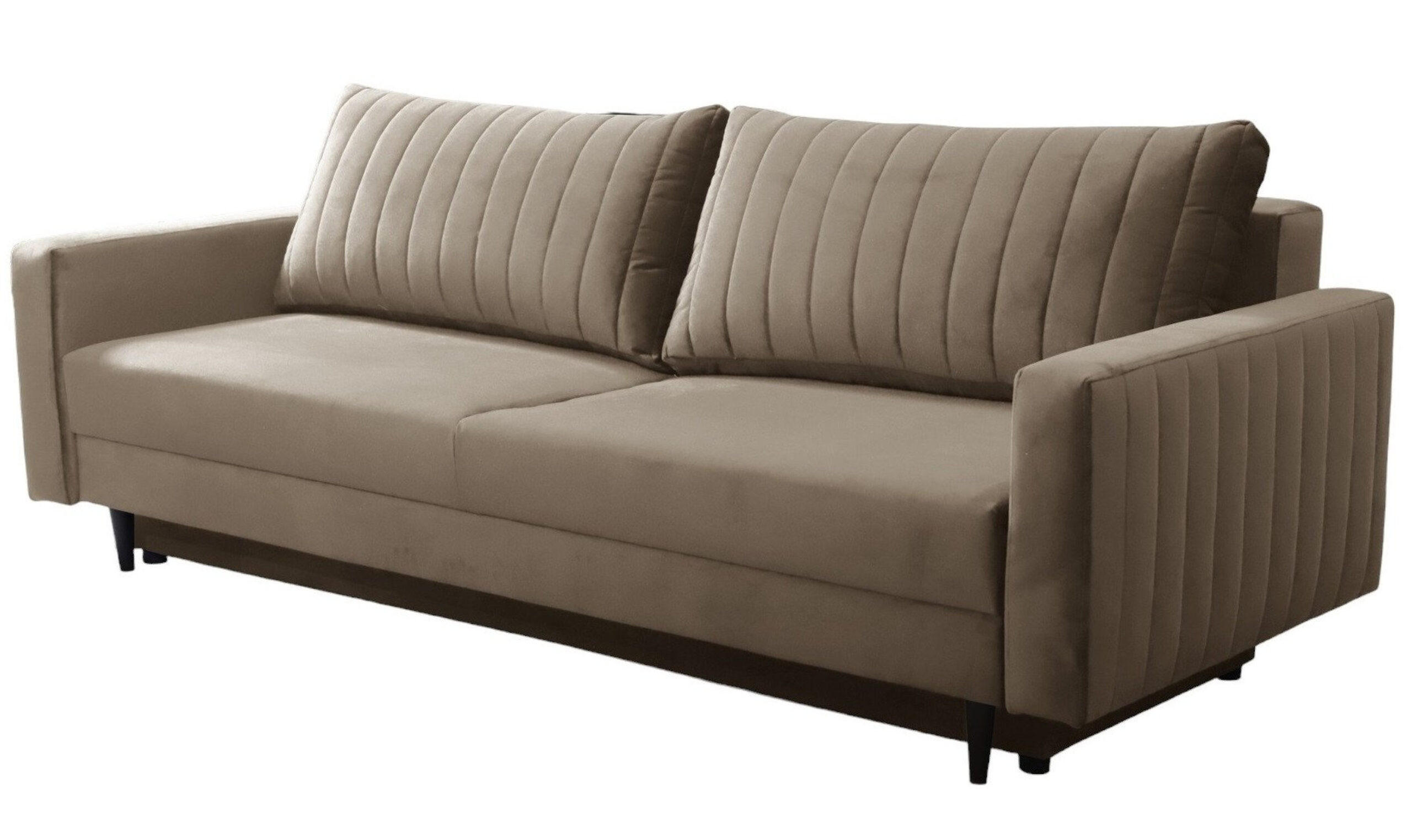 SCHLAFSOFA PALMO, Sofa mit Schlaffunktion und Bettkasten, Farbe: Beige, Velourstoff - Beige, Textil (220/86/94cm) - Sepro Meble