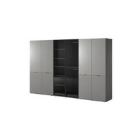 KLEIDERSCHRANK ZEN (Modular, Grau Matt, Grau & Getöntes Glas Antisol, 6-türig) - Schwarz/Grau, Holz/Holzwerkstoff (303/200/51cm) - Ravio