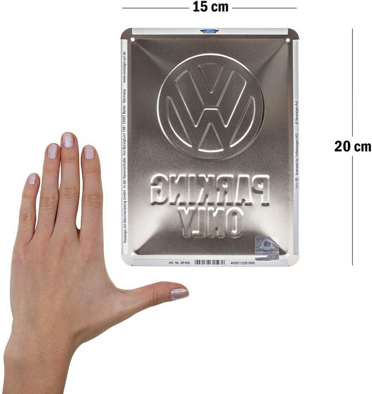 BLECHSCHILD 15/20 cm Volkswagen VW Parking Only - Multicolor, Metall (15/20/0.5cm) - Nostalgic-Art