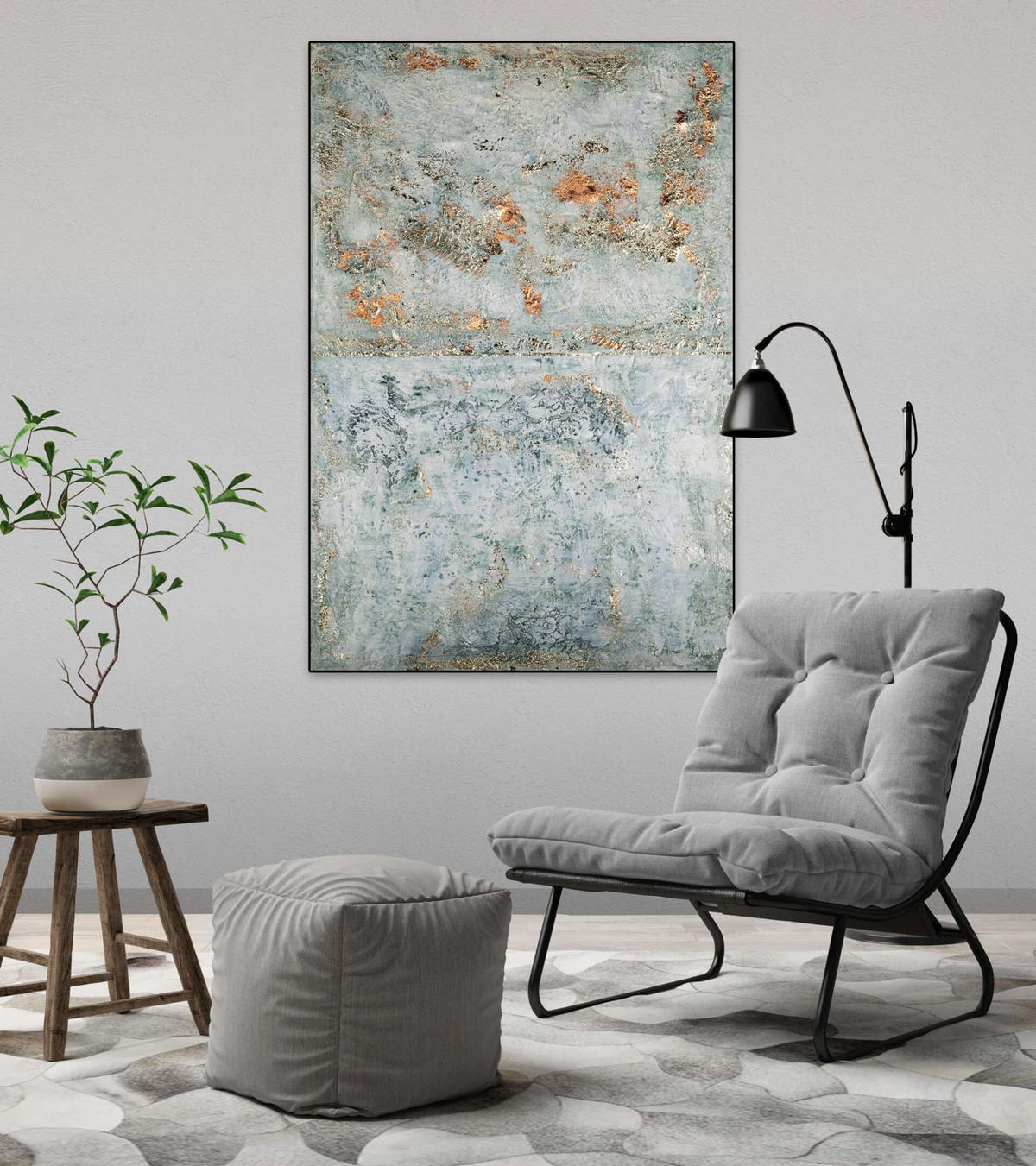ACRYLBILD HANDGEMALT 80/120 cm - Grau, Holz/Textil (80/120cm) - KUNSTLOFT