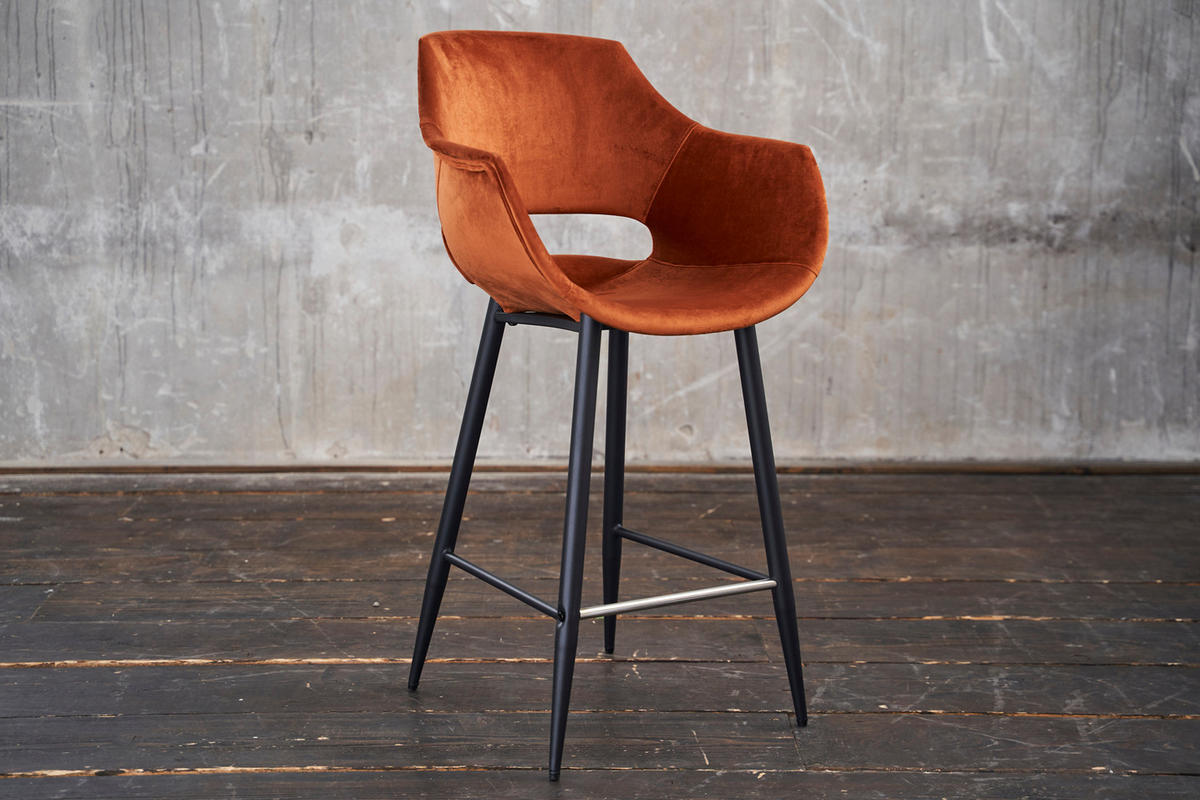 BARHOCKER ZAJA Braun Velvet - Braun, Textil (57/114/59cm) - KAWOLA