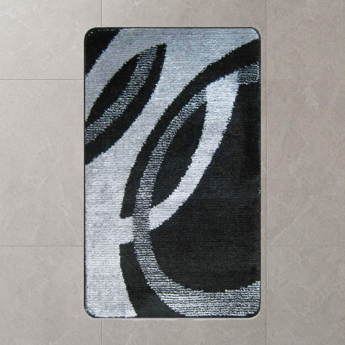 BADEMATTE 80/200cm SCHWARZ-GRAU - Schwarz, Textil (80/200cm) - ROLFNERS