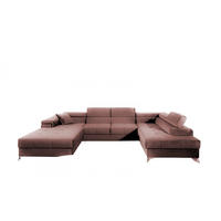 WOHNLANDSCHAFT mit Schlaffunktion und Bettkasten, Kronos-Stoff - Chromfarben/Rosa, Textil/Metall (202/90/345cm) - Eltap
