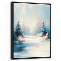 LEINWAND Bilder mit Rahmen - Wald – Winter – Natur – Abstrakt – Schnee - 30x40 - Weiß, Textil (30/40cm) - MuchoWow