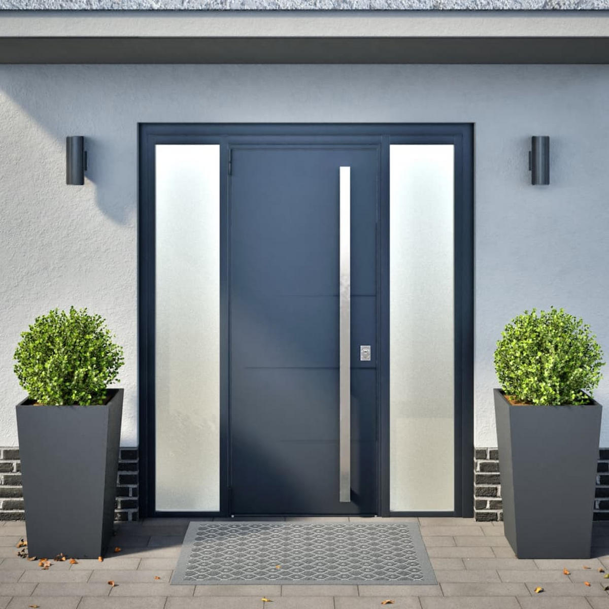 PFLANZKÜBEL 2 Stk. Anthrazit 45/45/75 Cm Stahl - Anthrazit, Metall (45/75/45cm) - vidaXL