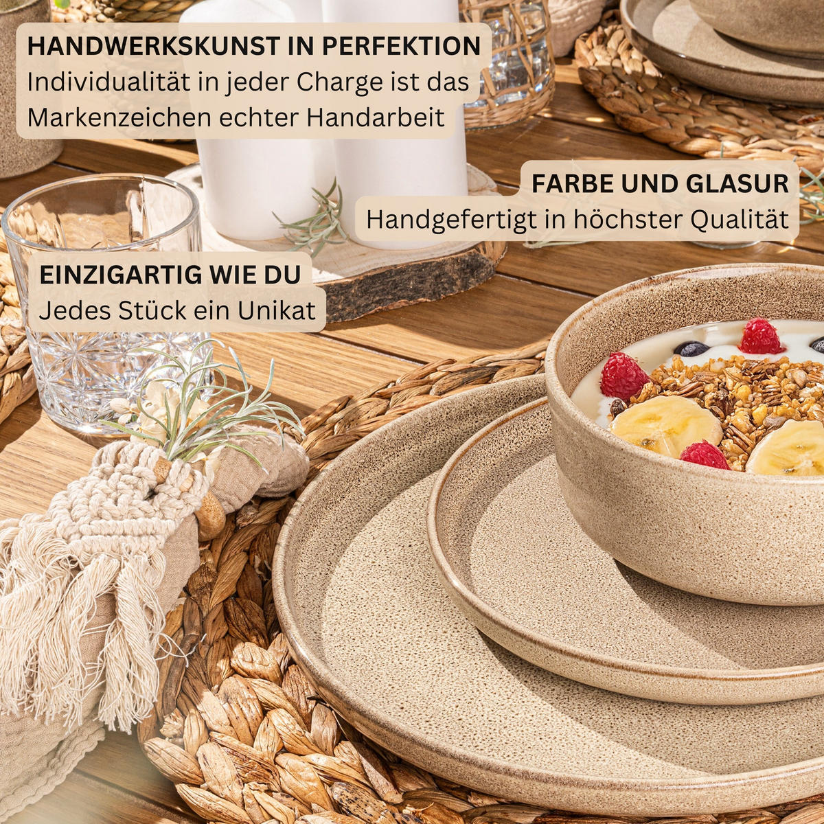 DESSERTTELLER SET KAIRO MOCHA - 6 teilig aus Steingut - Beige, Keramik (27.5cm) - Sänger