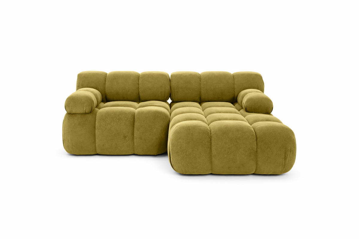 ECKSOFA L-form Mini Modular, Veloursstoff Salvador, Olive, Rechts, Selia - Olivgrün, Holz (190/160cm) - Kaiser Möbel