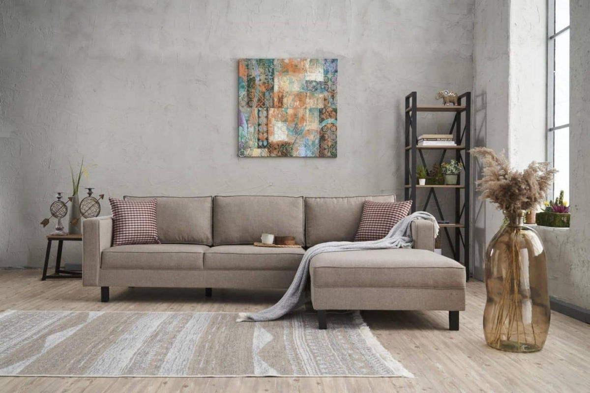 ECKSOFA mit elegantem Leinen-Bezug - Beige/Creme, Buchenholz/Textil (187/258cm) - myHomelando