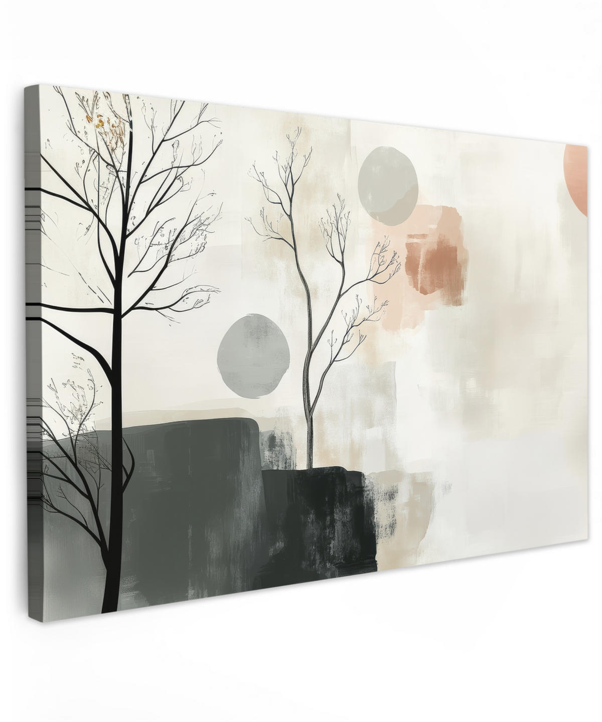 LEINWANDBILD Wabi sabi - Beige - Pflanze Gemälde 60x40 cm - Sandfarben, Textil (60/40cm) - MuchoWow