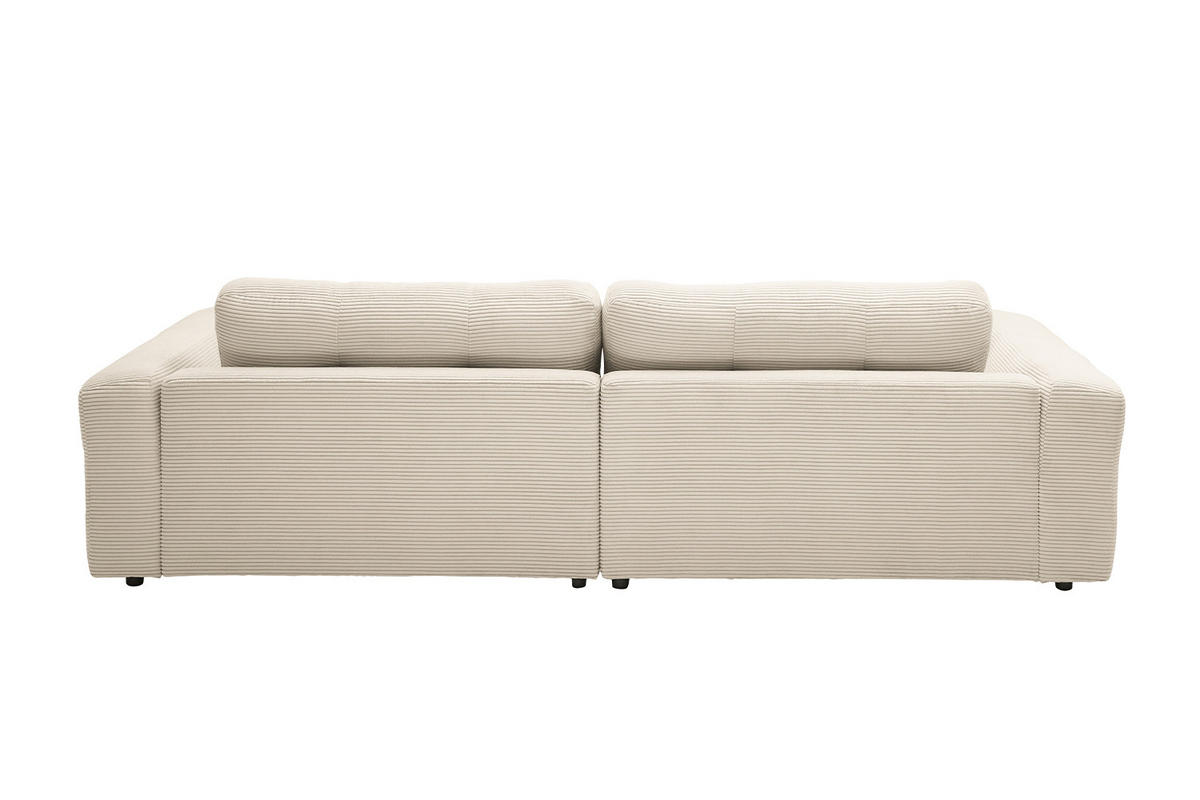 ECKSOFA MIKA Cremeweiß Cord - Creme/Schwarz, Kunststoff/Textil (276/167cm) - KAWOLA