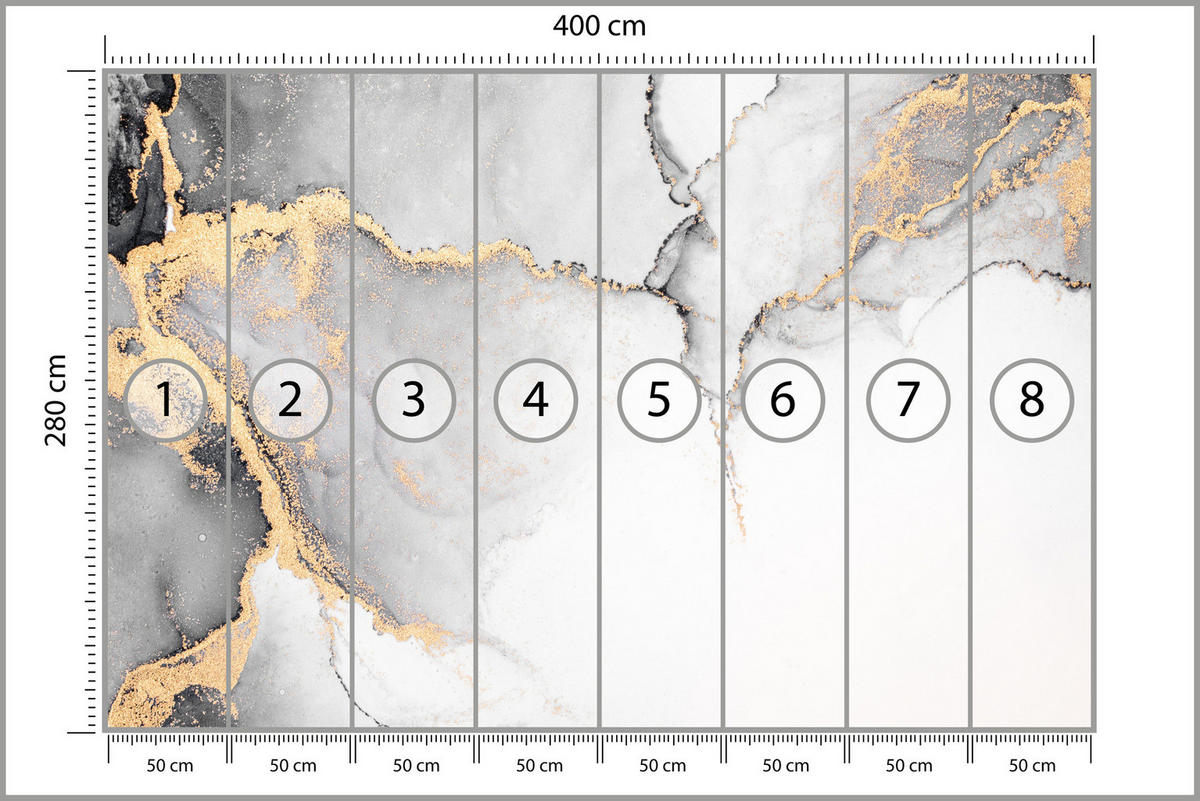 FOTOTAPETE Grauer Marmor Muster Abstraktion 400x280 - Beige/Schwarz, Papier (400/280cm) - Muralo