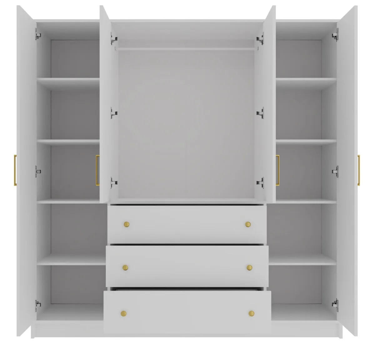 DREHTÜRENSCHRANK CLASSIC 200/196/58 cm in Weiß/Gold - Goldfarben/Weiß, Holzwerkstoff (196/58/200cm) - Deine Möbel 24