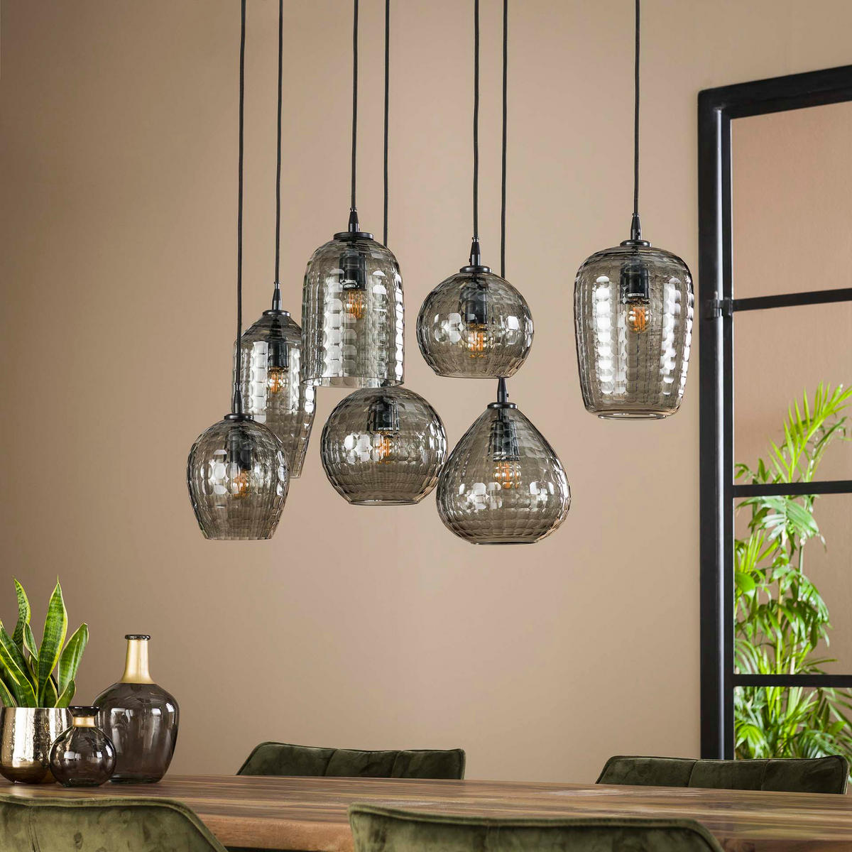 HÄNGELEUCHTE Hexa Grau 30/90/ 150 cm - Grau, Glas (30/90/150cm) - Hoyz Collection