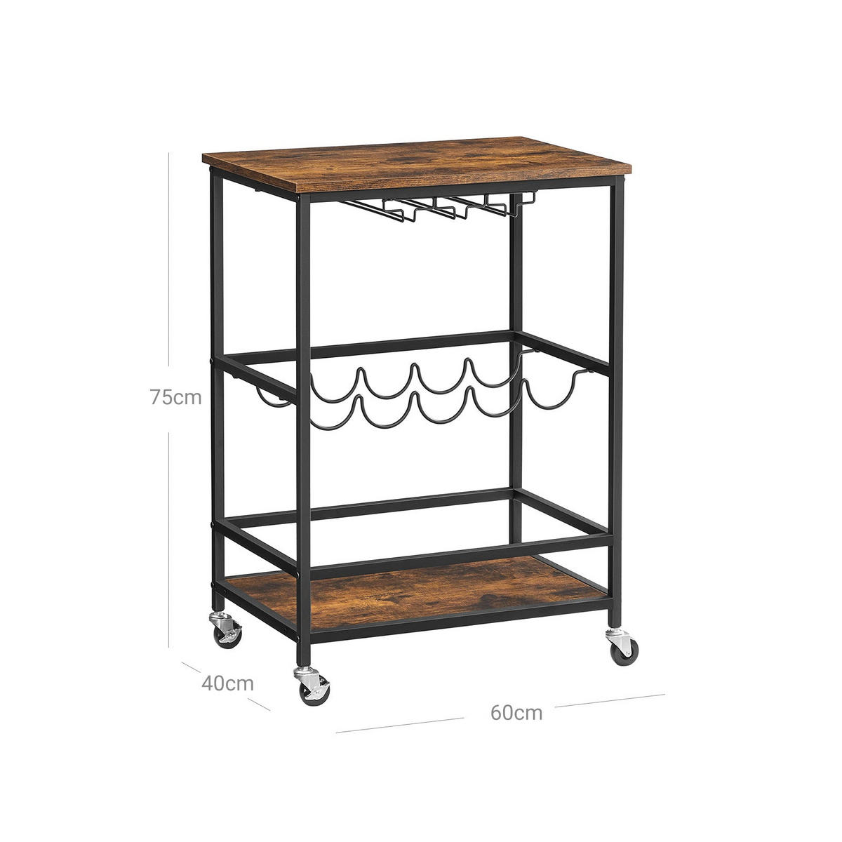 SERVIERWAGEN KÜCHENWAGEN - Braun, Holzwerkstoff (40/75/60cm) - Hansiro