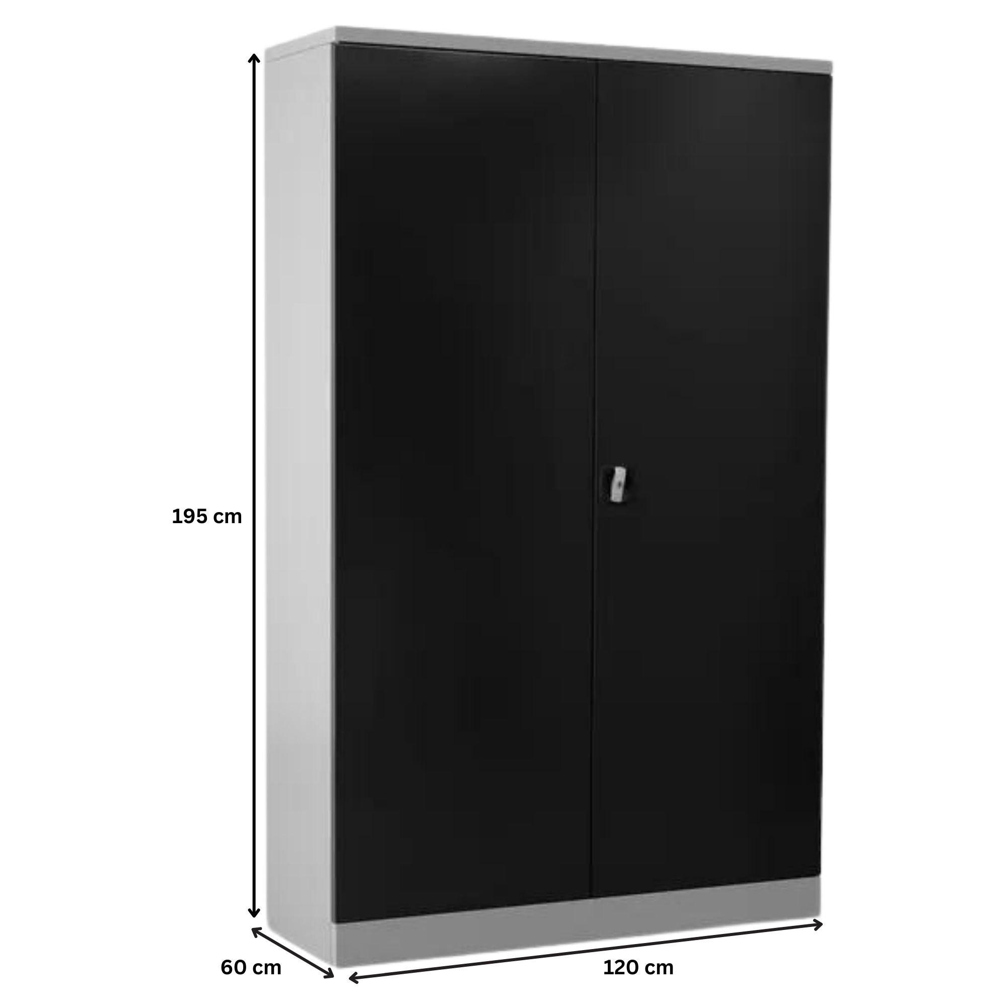 STAHLSCHRANK Bee mit 8 verzinkten Fachböden 195x120x60 cm Korpusfarbe Lichtgrau Frontfarbe Anthrazit - Anthrazit, Metall (120/195/60cm)