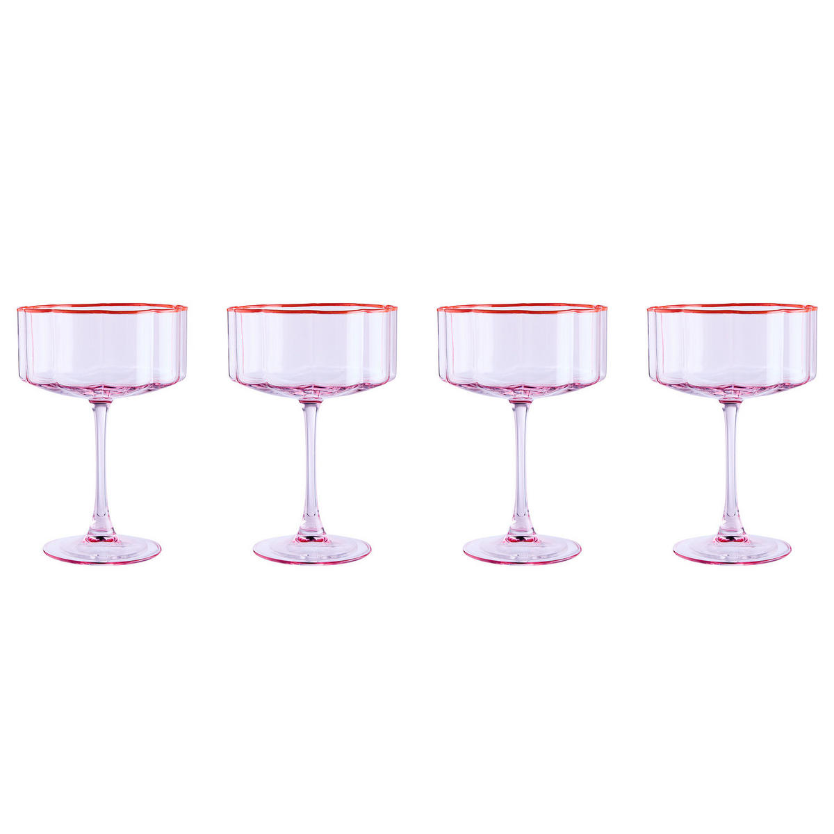 CHAMPAGNERGLAS (4er-Set) Fiori - Pink, Glas (0.4L) - Butlers