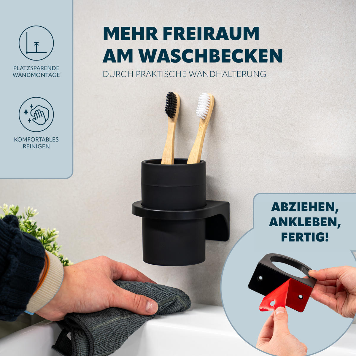 BADACCESSOIRESET SAVONA Softtouch (2er-Set) - Schwarz, Kunststoff (7/16/19cm) - bremermann