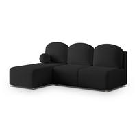 ECKSOFA TRAMA Schwarz Boucle-Stoff mit Schlaffunktion - Schwarz, Holz (200/143cm) - MASSENO