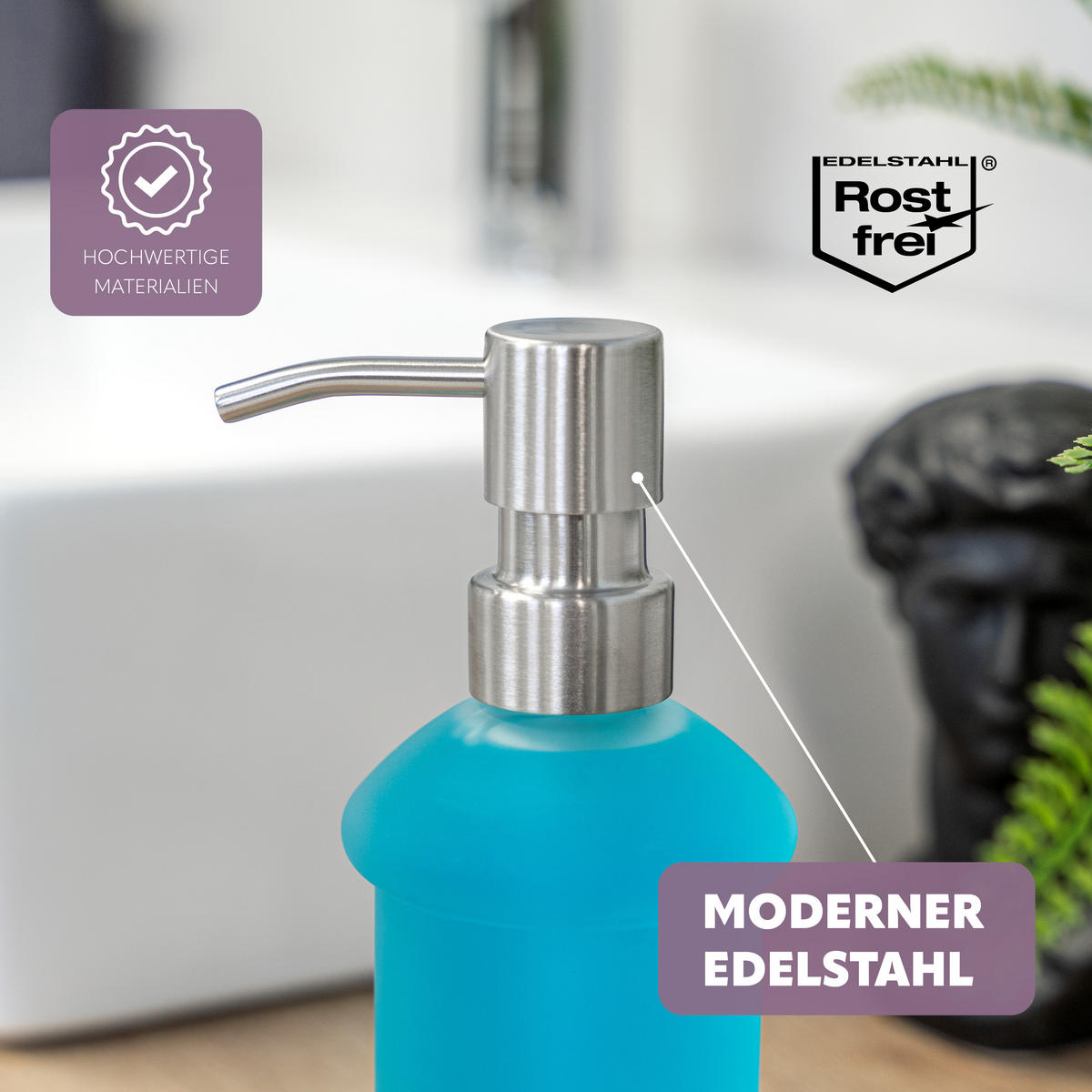 ERSATZ-SEIFENSPENDERPUMPKOPF PIAZZA 2er-Set, Edelstahl, matt - Edelstahlfarben, Metall (3/16.5/7cm) - bremermann