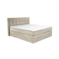 BOXSPRINGBETT 180x200 cm, 7-Zonen-Tonnentaschen-Federkernmatratzen H3, Topper, Bonell-Federkern, 2 Bettkästen, Cord Beige Grau / 20039 - Greige/Beige, Kunststoff/Textil (180/200cm) - luma-home