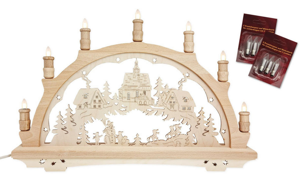 SCHWIBBOGEN Winterdorf 7-flammig - Multicolor, Holz (0.1/1/0.1cm) - Dekoteam24