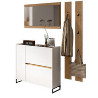 GARDEROBEN-SET weiß, Eiche Artisan 4-teilig 172 cm, Kombination mit Soft-Close - Schwarz/Weiß, Glas/Holzwerkstoff (172/197/32cm) - Inn.Furn