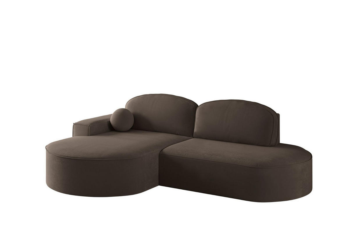 ECKSOFA mit Schlaffunktion und Bettkasten Modena Runden stoff Salvador Dunkelbraun Links - Dunkelbraun, Holz/Textil (179/278cm) - Kaiser Möbel