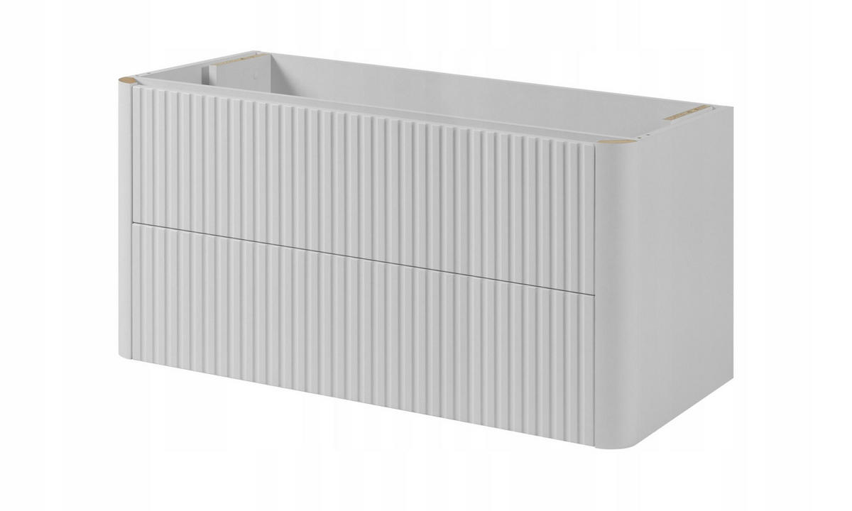 WASCHBECKENUNTERSCHRANK LINEA hängend geriffelt Weiß matt 100/48/44 cm - Weiß, Holzwerkstoff (100/48.4/43.7cm) - Rodan