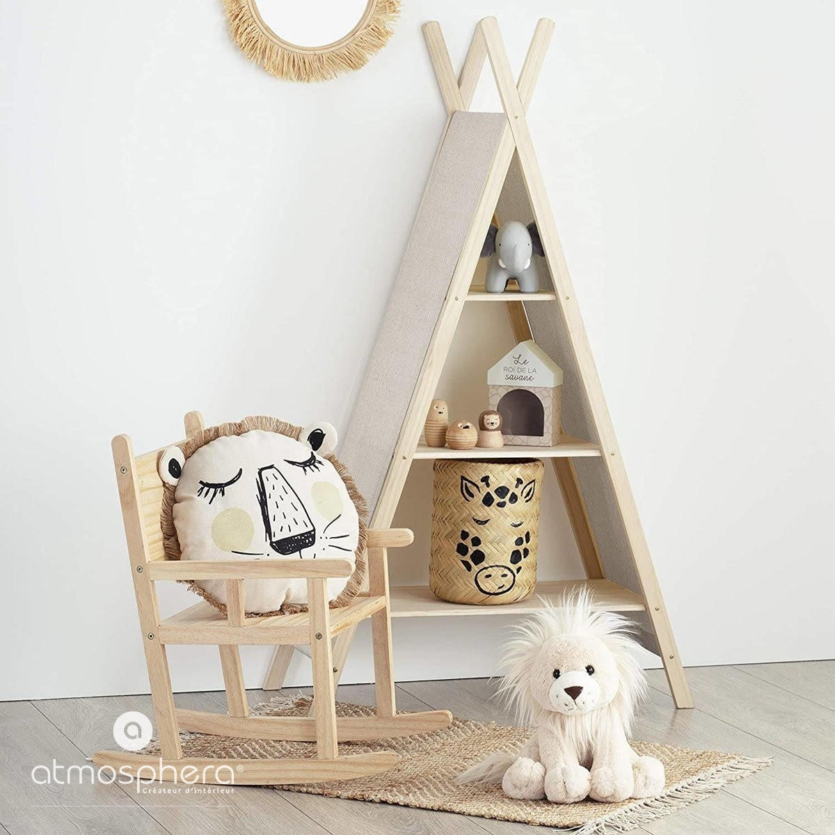 ZIERKISSEN Löwe Ø 44 cm - Beige, Naturmaterialien (44/44cm) - Atmosphera for kids