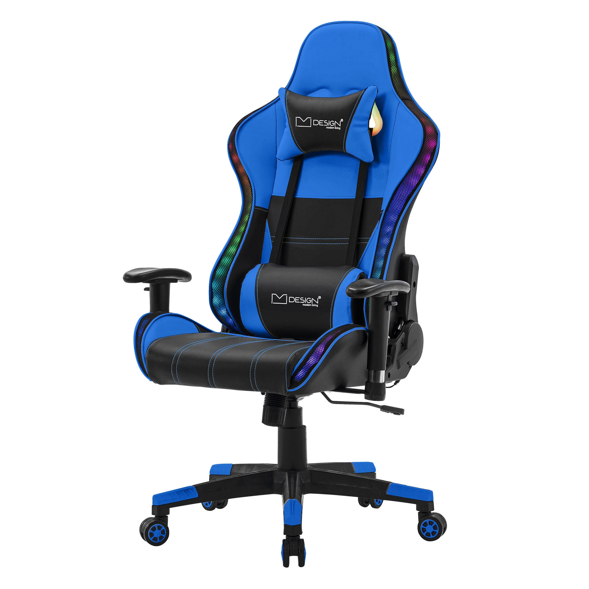 GAMING-STUHL Schwarz-Blau - Blau, Metall (68/132/66cm) - ML-DESIGN