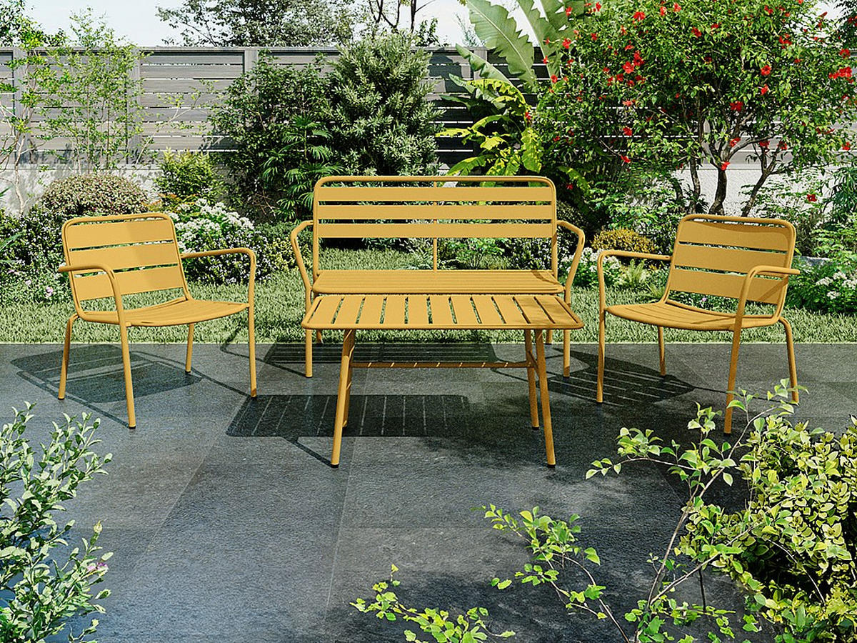 GARTENTISCH - Metall - Senfgelb - MIRMANDE von MYLIA - Gelb, Metall (89/50/47cm) - Vente-Unique