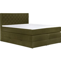 BOXSPRINGBETT Jahvis oliv 163 / 212 / 123cm - Grün, Holz/Holzwerkstoff (160/200cm) - Feldmann-Wohnen