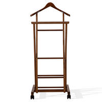 KLEIDERBUTLER AGLAS Herrendiener, auf Drehrollen, braunes Buchenholz - Braun, Holz (43/105/32cm) - KONSIMO®