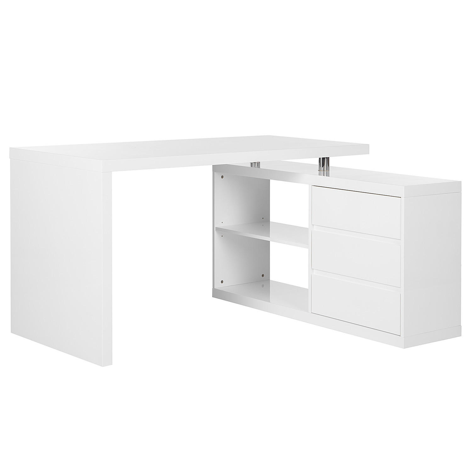 ECKSCHREIBTISCH - MDF - Weiß Hochglanz, Holzwerkstoff (115/140/75cm) - home24