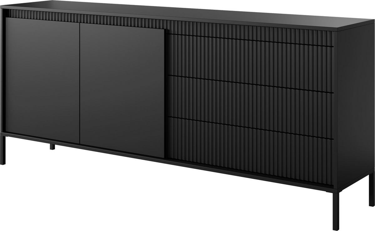 SIDEBOARD Cindy in Schwarz 187/81/40 cm - Schwarz, Holzwerkstoff/Metall (187.1/81.4/39.5cm) - WFL GROUP