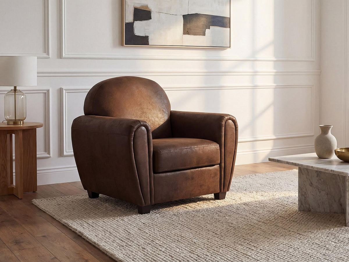 SESSEL mit gerader Rückenlehne - 1 Person - Stoff, Stoff - Braun - Braun, Textil (94/89/81cm) - Vente-Unique
